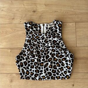 Show Me Your Mumu Leopard Crop Tank Small Full Zip Animal Print Festival